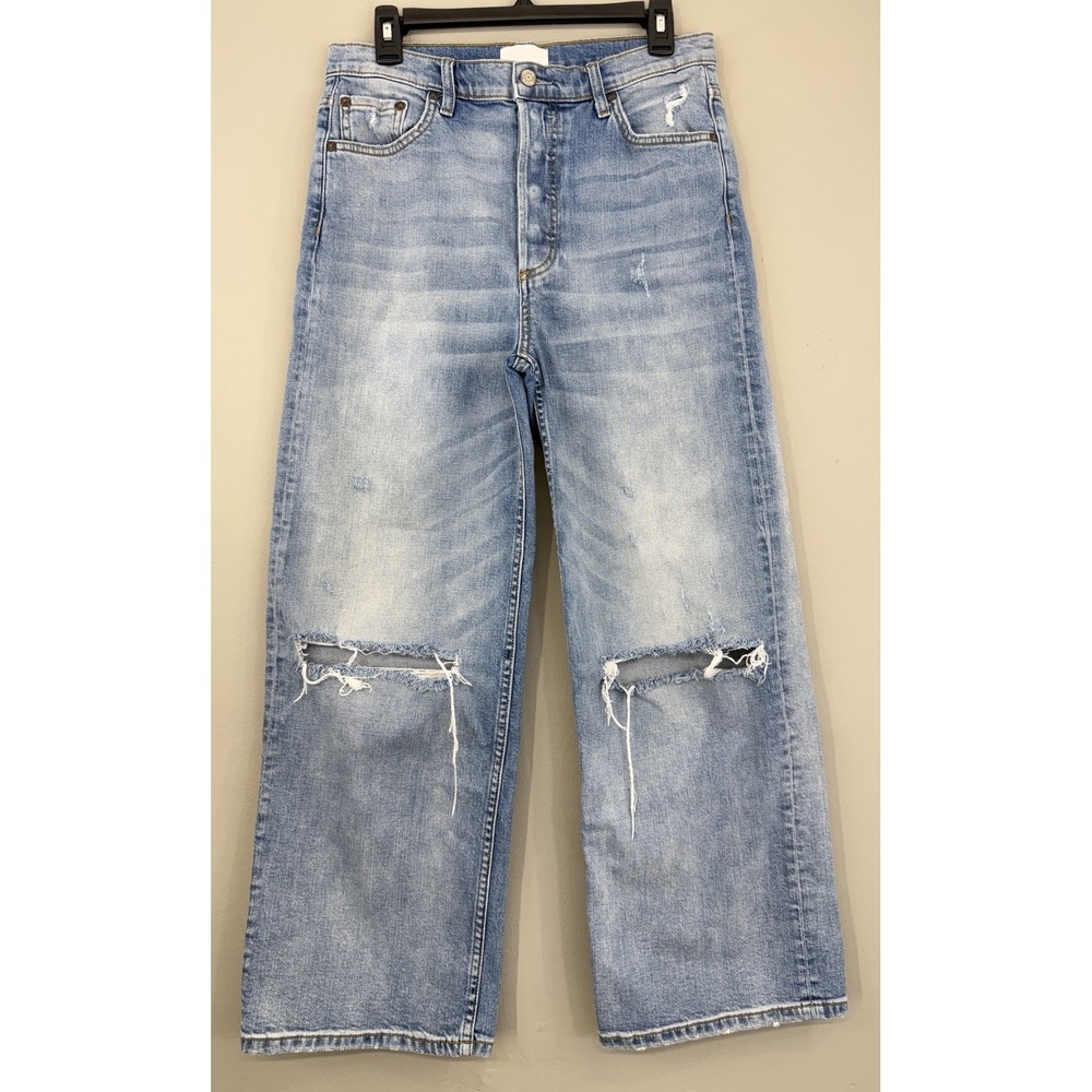 BOYISH By HER  Mikey Jeans Women's 30 Wide Leg High Rise Distressed Ripped